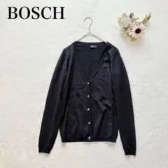 【ボッシュ】Vネックカーディガン（M）ウール100％ シンプル 長袖 黒 羽織