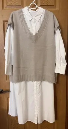 GU INGNI シャツワンピース Vネックセーターニットベスト