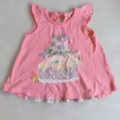VanaVana ピンク ケーキモチーフ ノースリーブ Tシャツのサムネイル