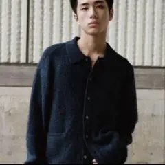 WYM MOHAIR BLEND KNIT SHIRT CARDIGAN