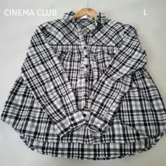 シネマクラブ 長袖シャツ ブラウス チェック 黒×灰×白 L