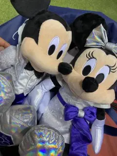 2個価格ミッキーマウス　ミッキー＆ミニー　100周年★宇宙服的なエメラルドカラー