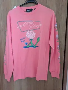 新品タグ付き　XLARGE ロングTシャツ 袖プリント　ピンク