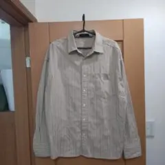 KUYIO ベージュ ストライプ 長袖シャツ