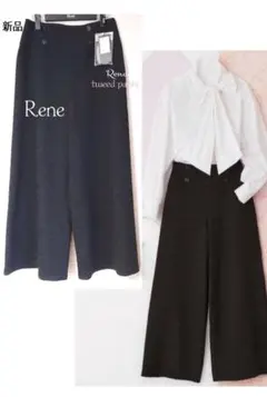*¡新品★Rene★ブラック ツイードワイドパンツ黒38