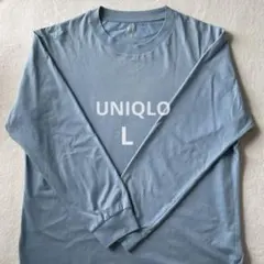 UNIQLO エアリズムクルーネックロンT ブルー　L シンプルのサムネイル