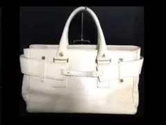 ✈ 美品　サマンサタバサ　型押し レザー ・ ハンド バッグ　ライトイエロー