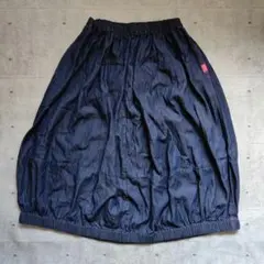 90s vintage バルーンスカート ゴムウエスト デニム調 レトロ モード