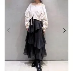 snidel Sustainableプリーツティアードロングスカート