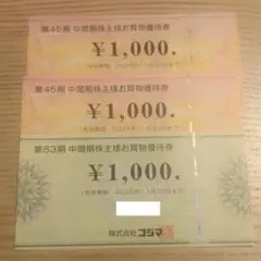 ビックカメラ・コジマ株主優待券3枚セット