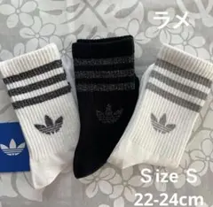 新品　アディダス　トレフォイルクルーソックス　スリーストライプス　ラメのサムネイル