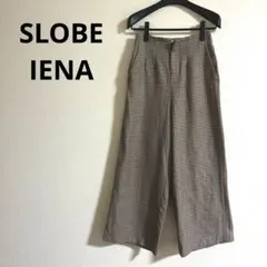 スローブイエナ チェック柄ワイドパンツ ハイウエスト 38 ウール