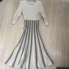 FRAY I.D ベージュ ロングニットワンピース Fサイズ