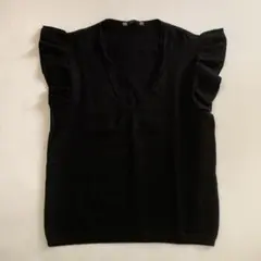ZARA ニット　トップス　フリル　ブラック