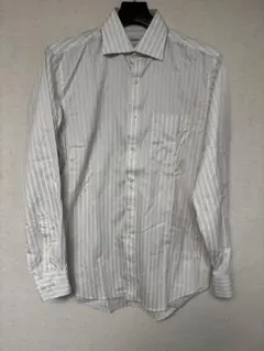 DURBAN ブラウン ホワイト ストライプ 長袖シャツ 39/86