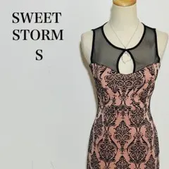 美品 スウィートストーム シースルー タイトミニドレス S バロック柄