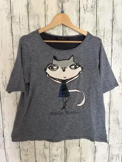 マタノアツコ 】Atsuko Matano Tシャツ　ワコール　ブルー　猫