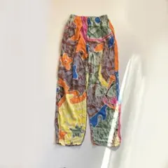 総柄 イージーパンツ ビタミンカラー 原宿系 個性派 ウエストゴム ポケット付