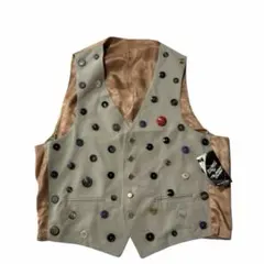 デッドストック 80s 90s ボタン装飾 デザインベスト ベージュ ブラウン