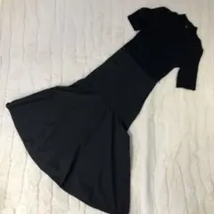 ZARA❣️黒 半袖ニットドッキングフレアロングワンピース✨️