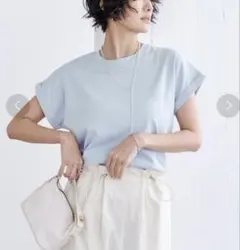 UR'S 汗染み防止ダブルカフスTシャツ　カットソー　薄青 Mのサムネイル