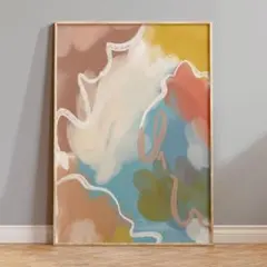 おしゃれポスター 抽象アート 流動的 パステル マルチカラー モダン 個性的