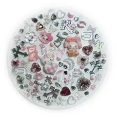 ネイルパーツ　デコパーツ　サンリオ　キティ　マイメロ　ピンク　まとめ売り