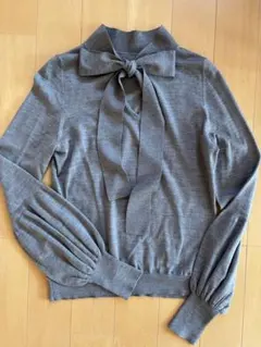 アドーア　リボンニット　リボンセーター　グレー　背面　前面　サイズ38