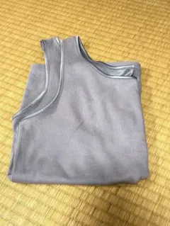 【XLサイズ】タンクトップ ゆったり インナー リブ素材（ライトブルー）