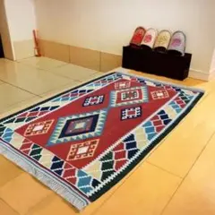 最高級ペルシャキリム 103×108cm シラーズ産 手織り 羊毛 リバーシブル