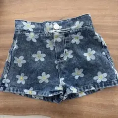 ショートパンツ　デニム　90 花柄