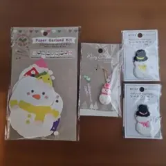 雪だるま ガーラント オーナメント シールワッペン セット
