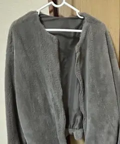 GRLグレー ファー風 ボンバージャケット