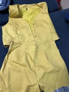 イエロー ベスト ショートパンツ セットアップ M
