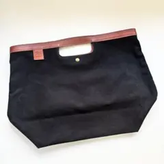 美品！IL BISONTE イルビゾンテ　ハンドバッグ　レザー　キャンバス　黒