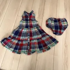 【美品】ラルフローレンチェック柄ワンピース12M(70-80サイズ)