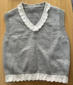 レース付 ニット ベスト