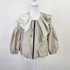 中古美品 EimeeLaw フリル ブルゾン ライトアウター ノーカラー 38のサムネイル