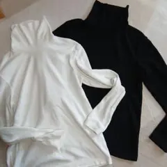 UNIQLO　ヒートテックフリースタートルネックT　黒&白　※別売不可