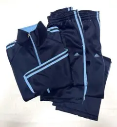 adidas レディース　ジャージ上下　3点セット ネイビー×ライトブルー
