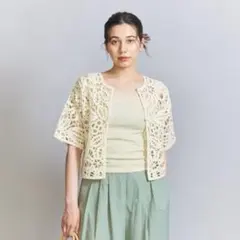 BEAUTY&YOUTH エンブロイダリー ショートスリーブ カーディガンのサムネイル