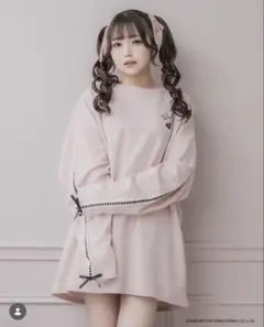 pium×Mezzo Piano ベリエちゃんハートケーキロングTシャツ ピンク