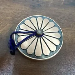 ★レトロ品★金属製 菊模様 朱肉 ケース 書道小物