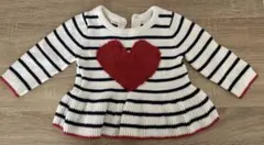 【baby gap】ベビー/ニット/セーター/ペプラム/ボーダー/ハート/70