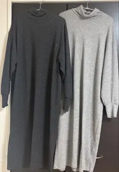 【２枚セット】ユニクロ　ニット　ワンピース　グレー　チャコールグレー
