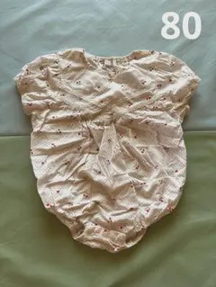 juo チェリー柄 さくらんぼ柄　半袖ロンパース 80