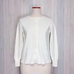 【StyleNote】長袖カーディガン 羽織り 白 綿混 シンプル 無地 Sのサムネイル