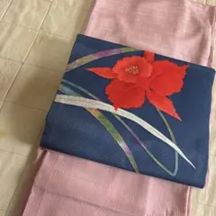 夏着物セット　絽の着物 (ポリエステル)と帯 (正絹)