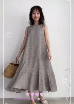 ベースメントオンライン　ギンガムチェックワンピース