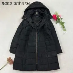 K663 F ナノユニバース ロング丈 ダウンジャケット ブラック レディース